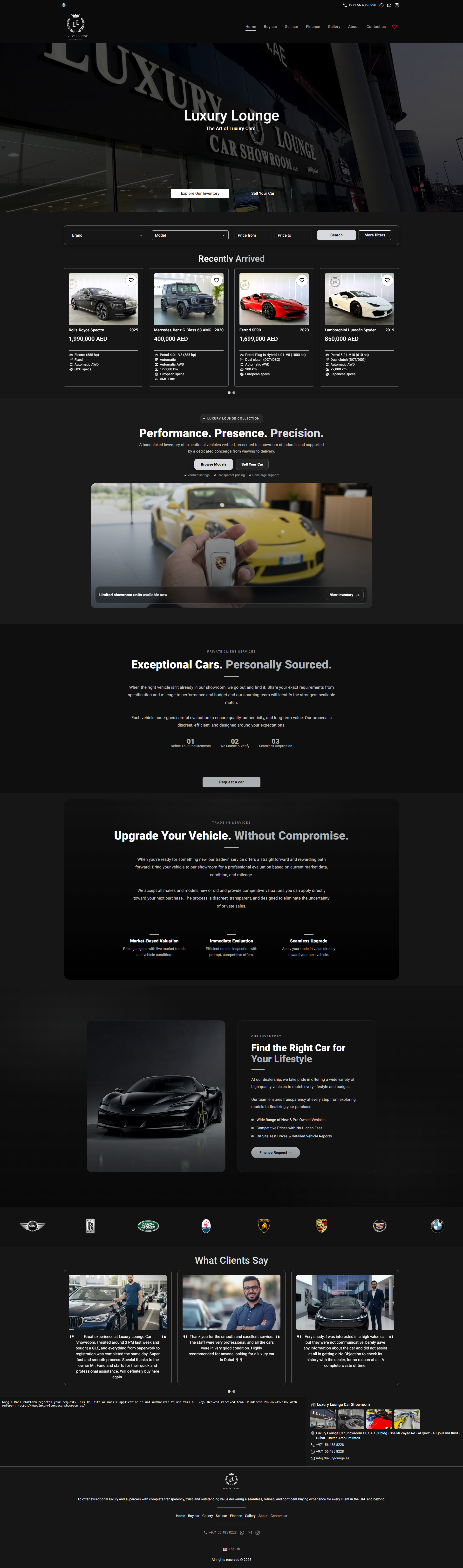 Luxury Lounge Car Showroom website preview